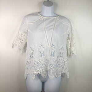 Suboo White Crochet Top Size 6